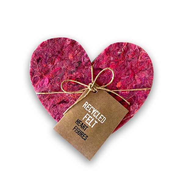 Box of Love met recycled vilt hartfiguren - Afbeelding 3