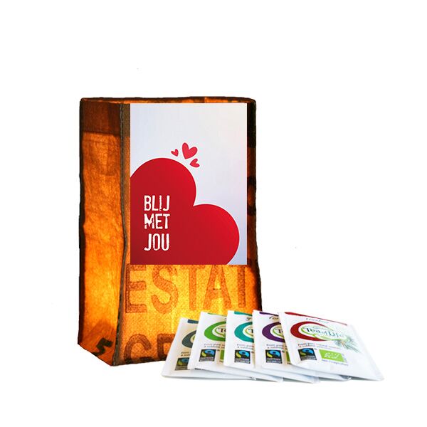 Tealight incl. 5 theezakjes met themakaart Blij met jou